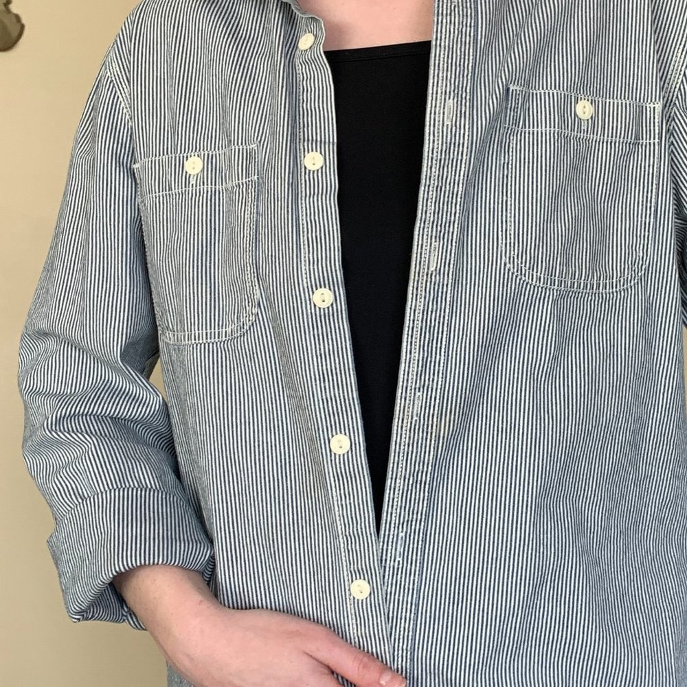 Navy Striped Button-up - Picture 8 of 11